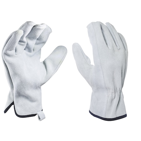 Ge Leather Drivers Gloves, Cow Split Leather, Shirred Elastic Wrist, Keystone Thumb, White, 2XL 1 PR GG3082XLC